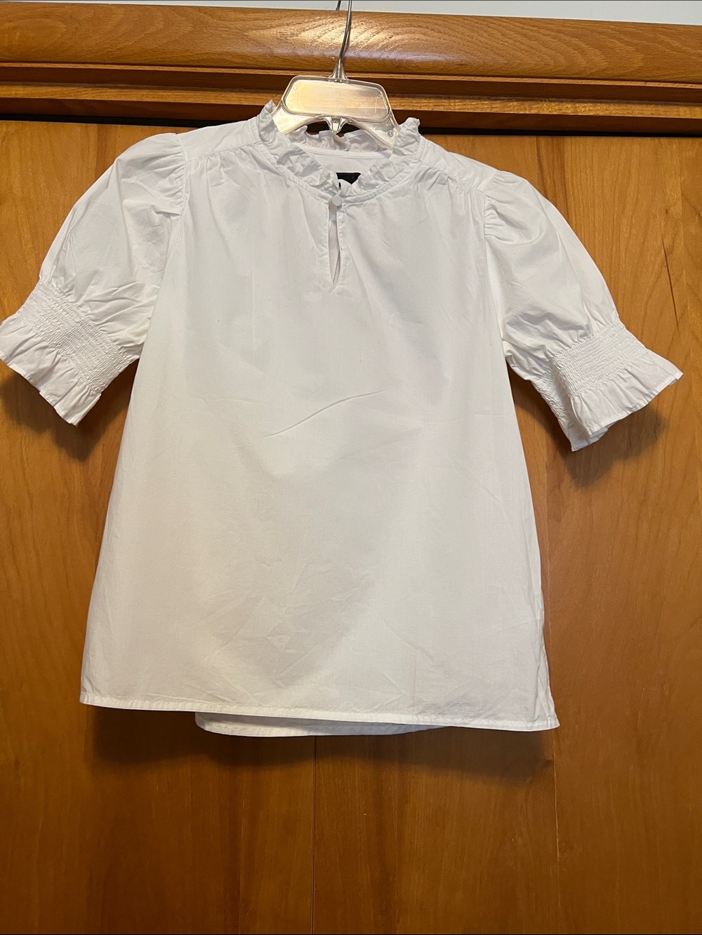 J. Crew White Ruffle Collar Balloon Sleeve Blouse Size XS